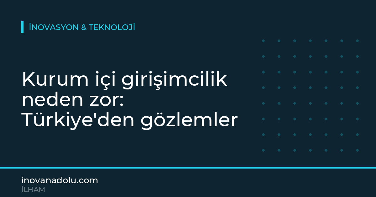 Kurum içi girişimcilik neden zor: Türkiye'den gözlemler